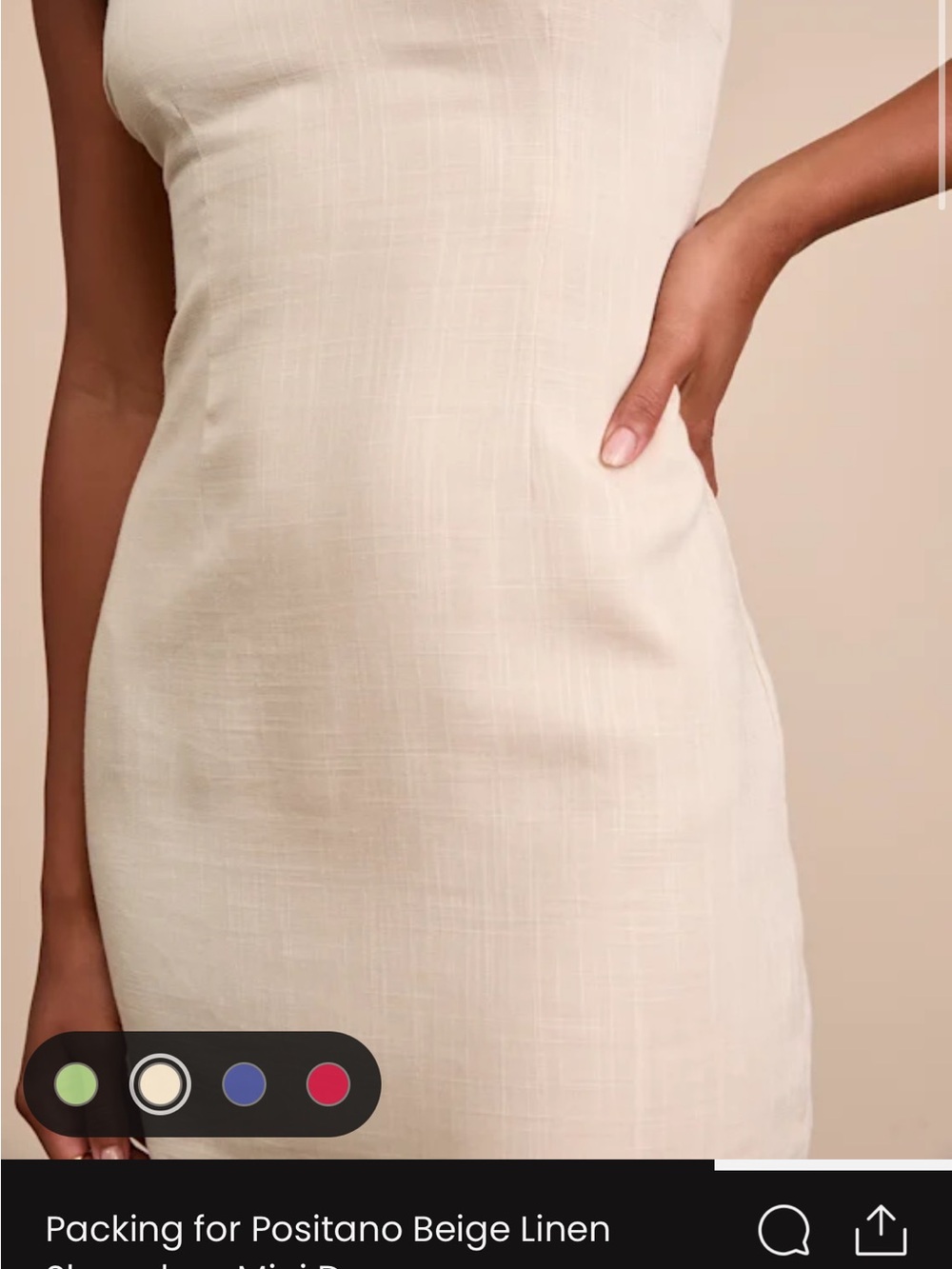 Lulu's Beige Linen Mini Dress